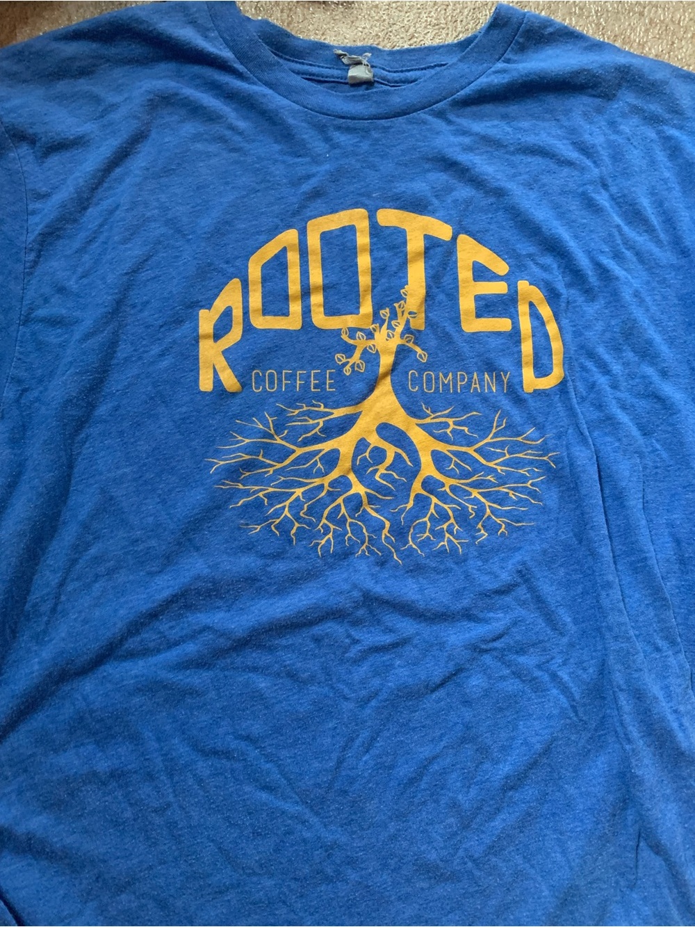 Rooted Coffee Company Graphic Tee - Royal Blue & Yellow